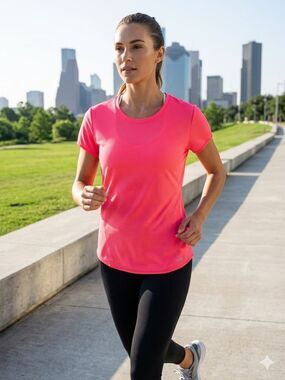 Take 50% OFF- Avia Neon Coral Short-Sleeve Performance Tee, Size-XL